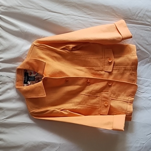 Denim & Company Cotton Jacket Peach Extra Small - Picture 1 of 8